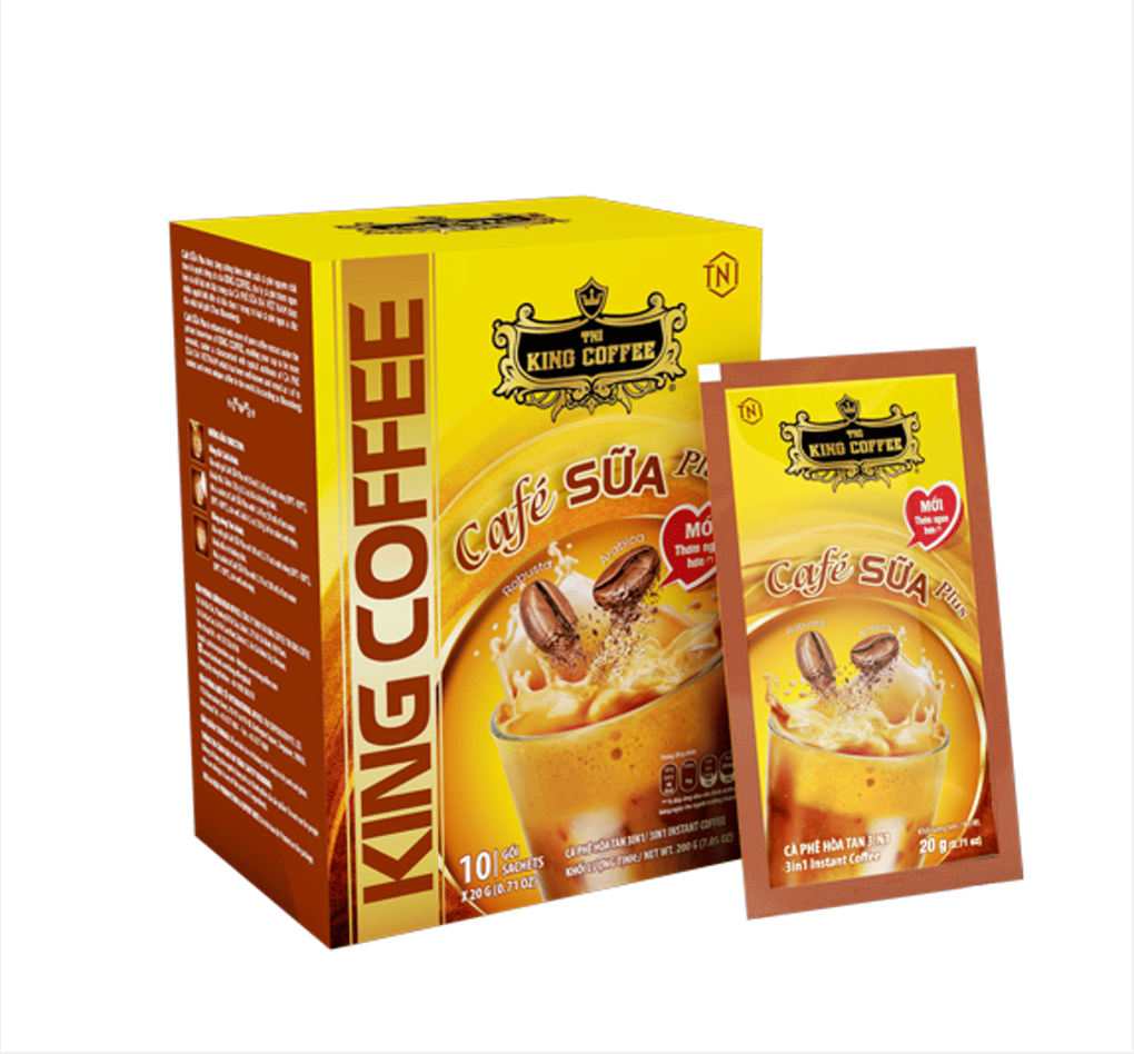 Cà Phê Sữa PLUS Hòa Tan 3IN1 KING COFFEE - Hộp 10 gói x 20g