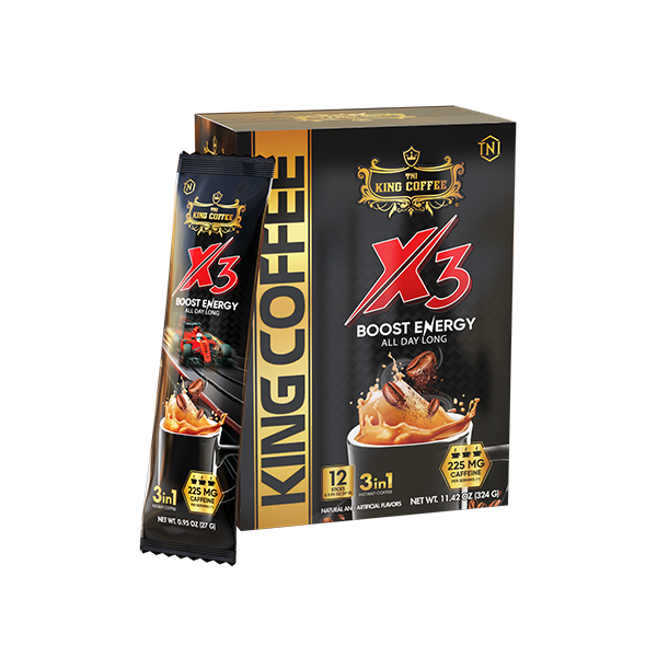 Cà Phê Hòa Tan 3IN1 X3 KING COFFEE - Hộp 324g (12 gói x 27 g)