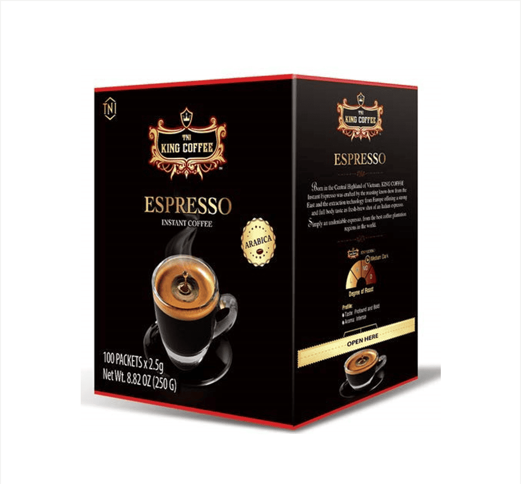 Cà Phê Hòa Tan Espresso KING COFFEE - Hộp 100 gói x 2.5g